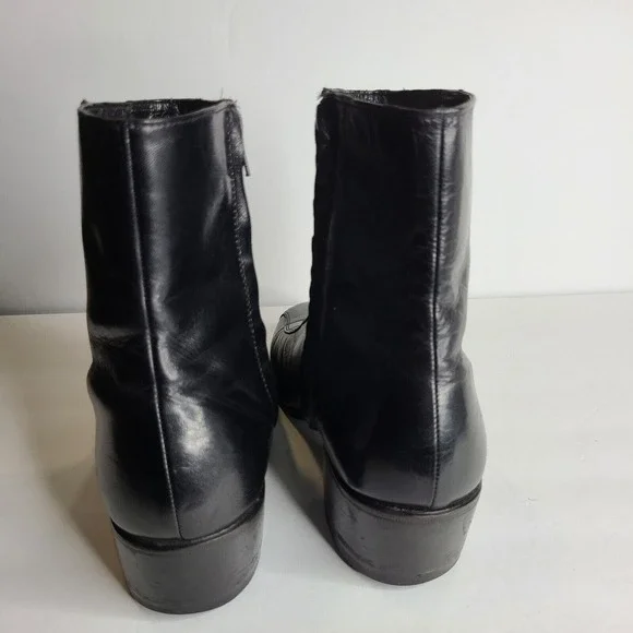 VTG Florsheim Black Leather Duke Boots Round Toe Men's 8.5 E Extra Wide Width - Picture 6 of 11